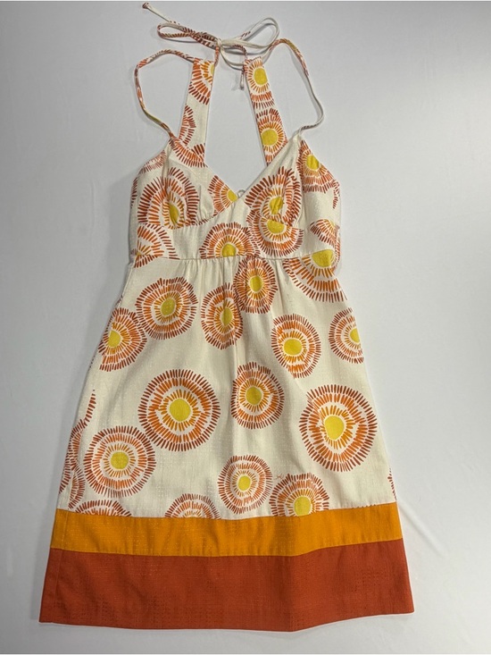 Trina Turk Dresses & Skirts - Trina Turk Mini Dress Orange Yellow Sunburst Womens Size 2 Halter Boho Beach